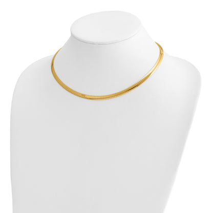 14k Two-tone 5mm Reversible White and Yellow 16 inch Domed Omega Necklace