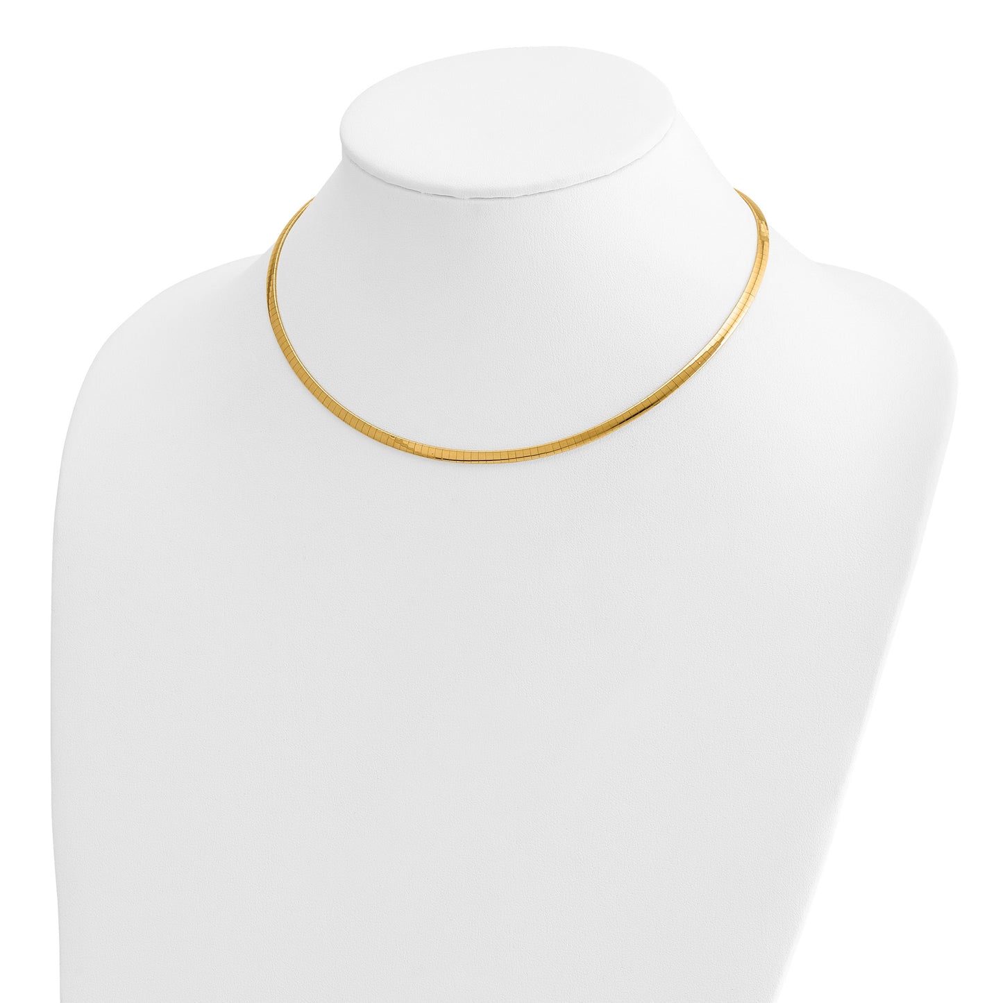 14k Two-tone 3mm Lightweight Reversible 16 inch Omega Necklace Plus 2 inch Heart Chain Extender
