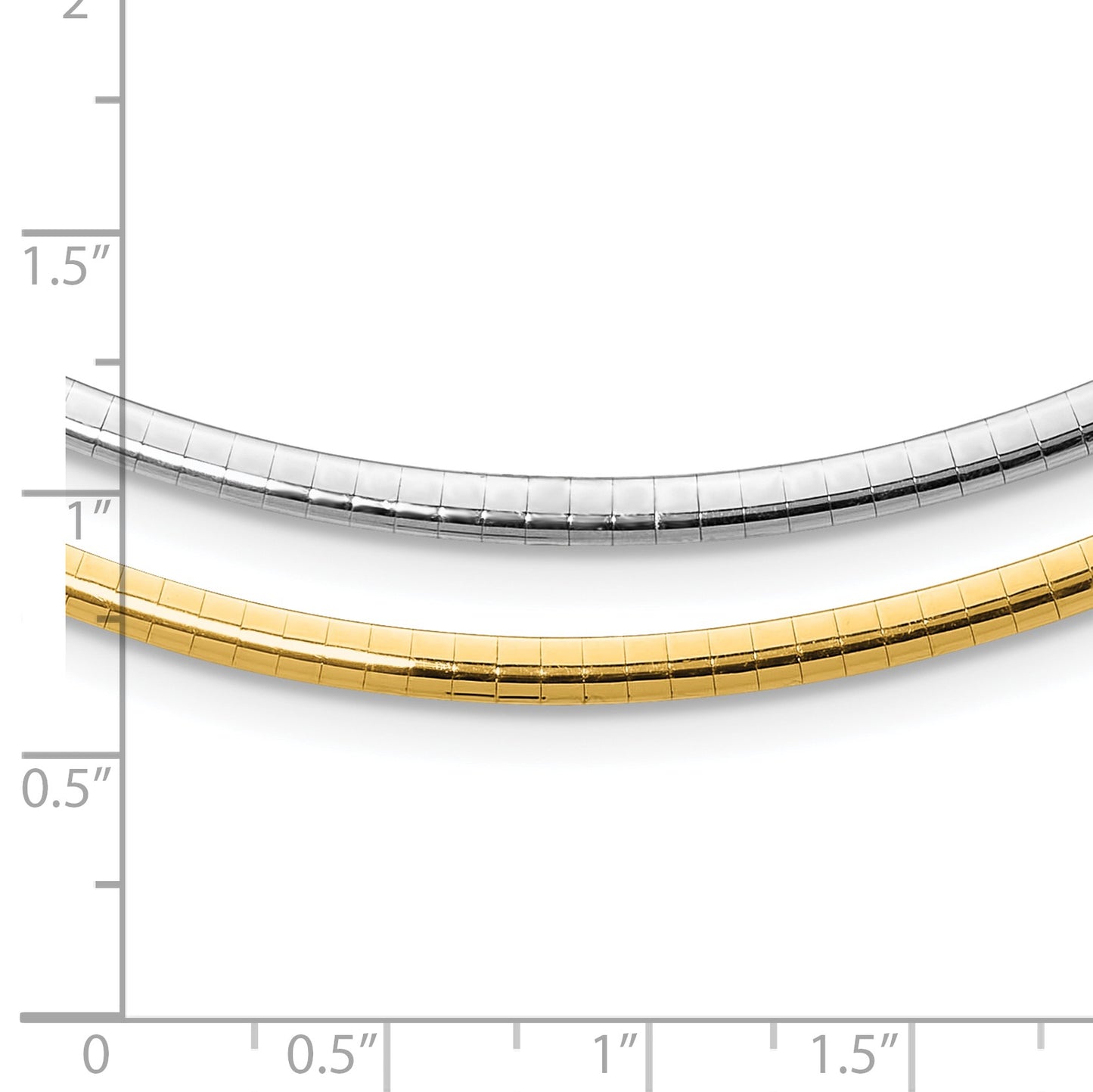 14k Two-tone 3mm Lightweight Reversible 16 inch Omega Necklace Plus 2 inch Heart Chain Extender