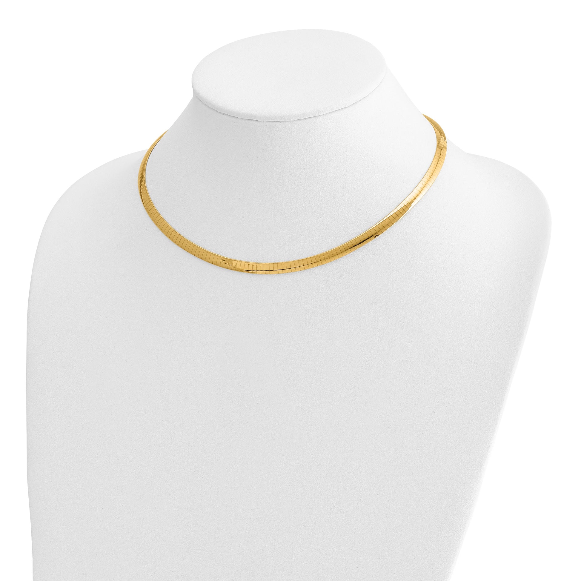 14k Two-tone 5mm Lightweight Reversible 16 inch Omega Necklace Plus 2 inch Heart Chain Extender