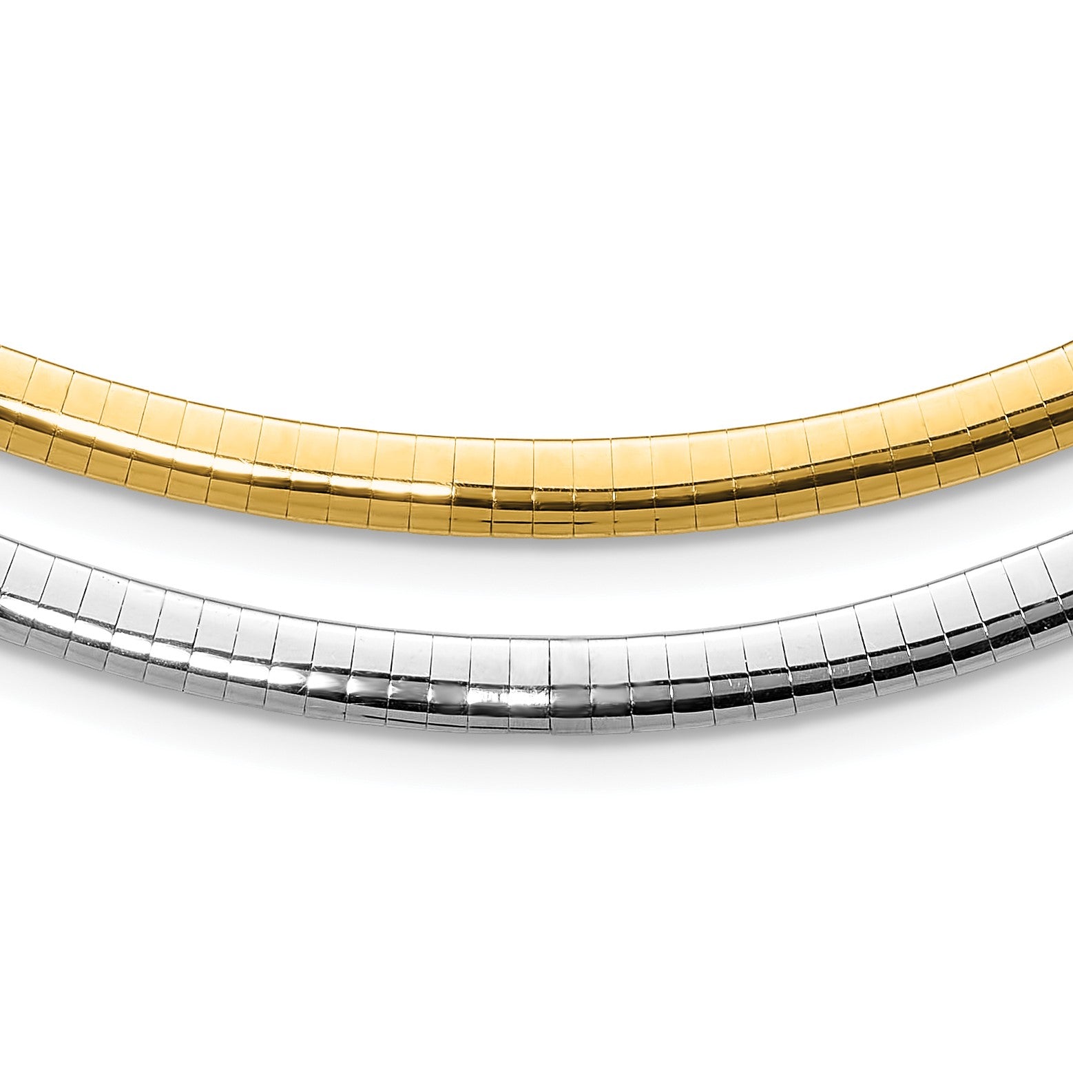 14k Two-tone 5mm Lightweight Reversible 18 inch Omega Necklace Plus 2 inch Heart Chain Extender