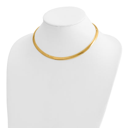 14k Two-tone 6mm Lightweight Reversible 16 inch Omega Necklace Plus 2 inch Heart Chain Extender