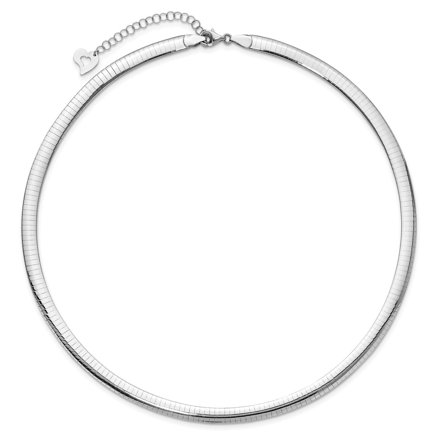 14k Two-tone 6mm Lightweight Reversible 18 inch Omega Necklace Plus 2 inch Heart Chain Extender