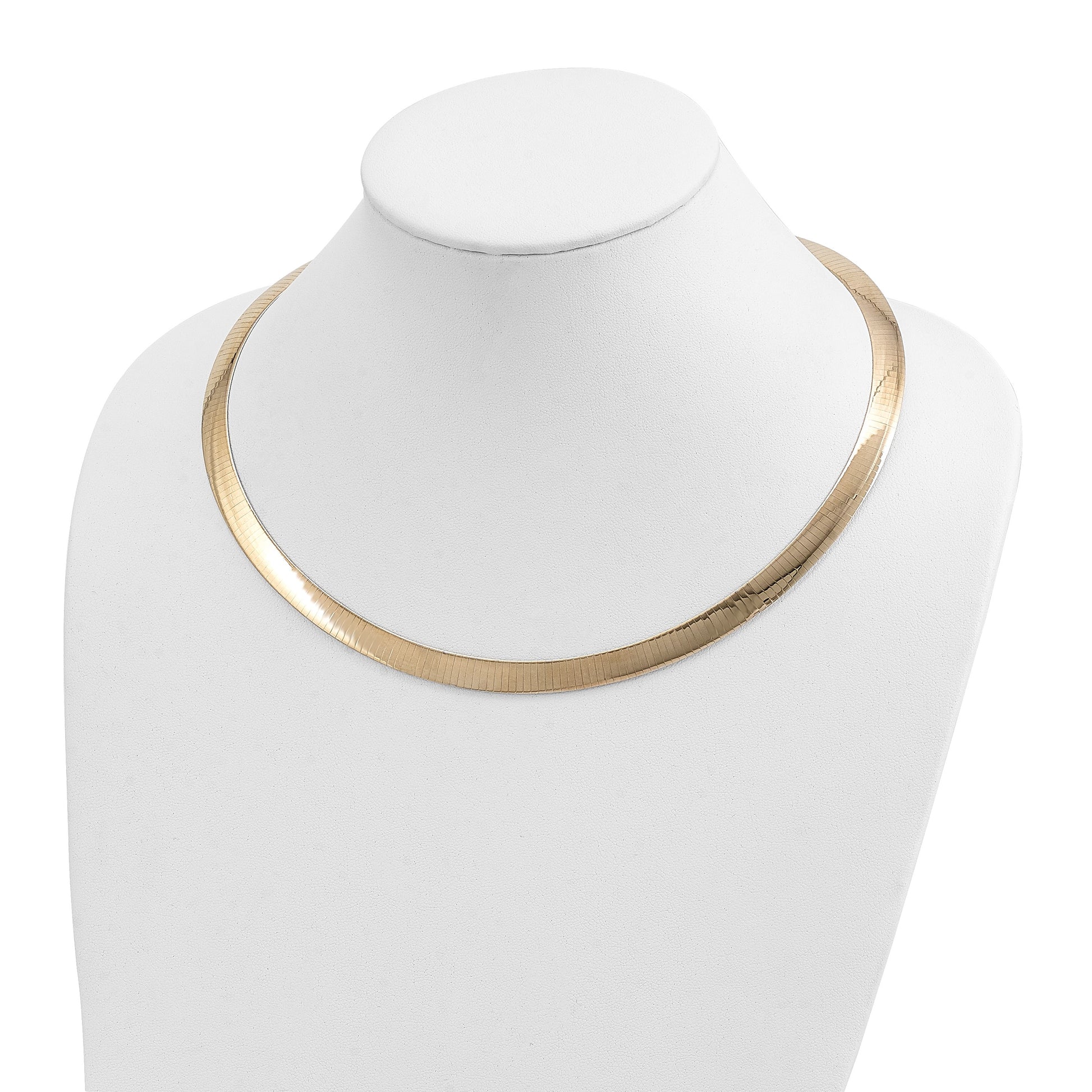 14k Two-tone 8mm Lightweight Reversible 16 inch Omega Necklace Plus 2 inch Heart Chain Extender