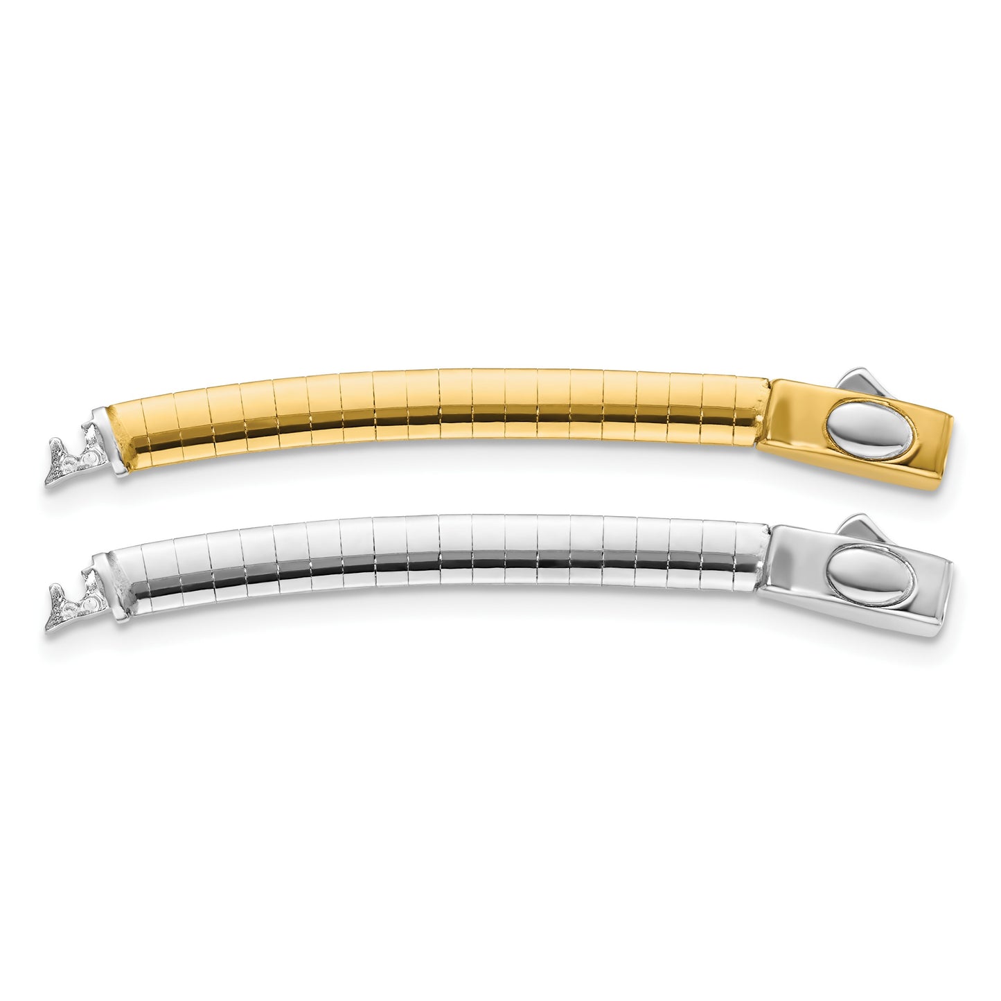 14k Two-tone 4mm White and Yellow Domed Omega 2 inch Extender for Reversible Necklace