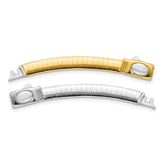 14k Two-tone 5mm White and Yellow Domed Omega 2 inch Extender for Reversible Necklace