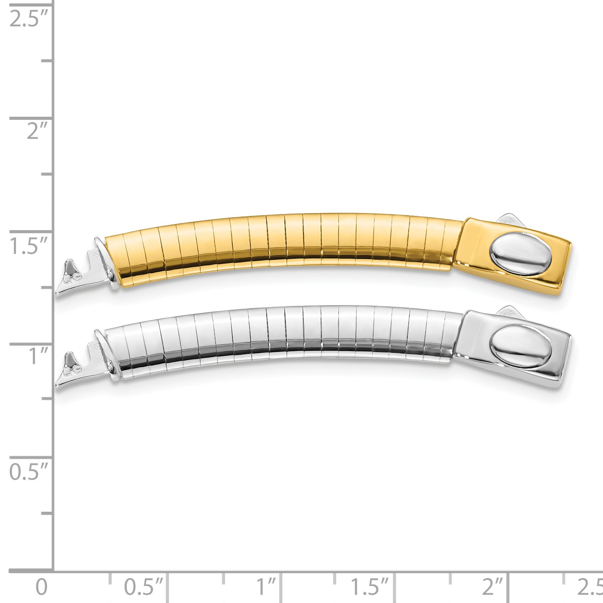 14k Two-tone 6mm White and Yellow Domed Omega 2 inch Extender for Reversible Necklace