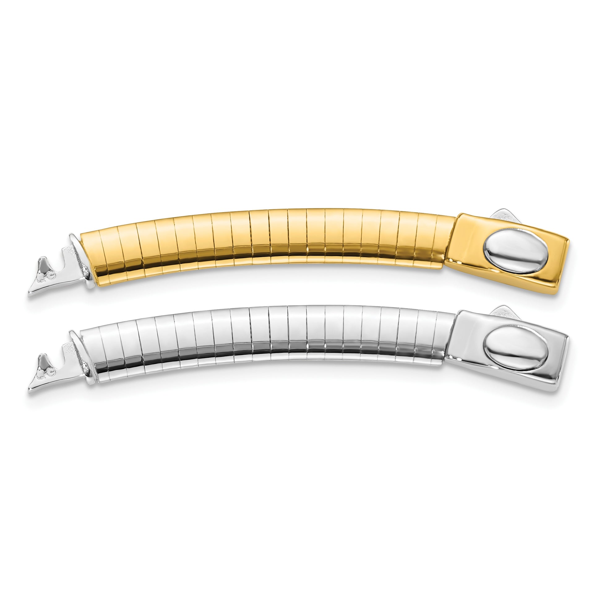 14k Two-tone 6mm White and Yellow Domed Omega 2 inch Extender for Reversible Necklace