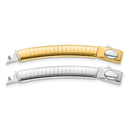 14k Two-tone 6mm White and Yellow Domed Omega 2 inch Extender for Reversible Necklace