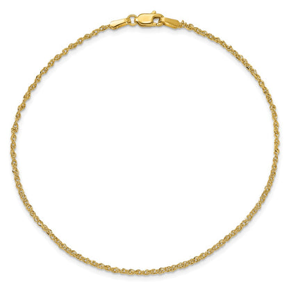 14K 10 inch 1.7mm Ropa with Lobster Clasp Anklet