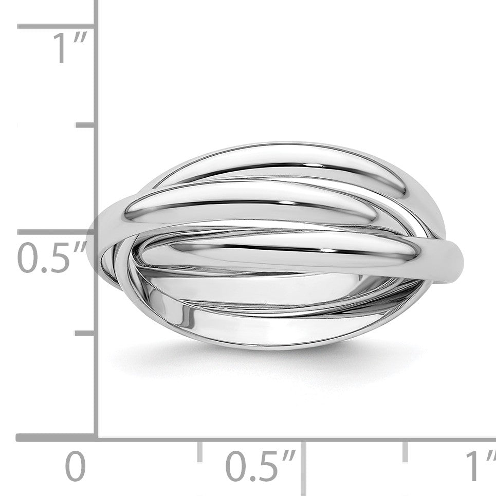 14k White Gold Polished Rolling Ring Size 4