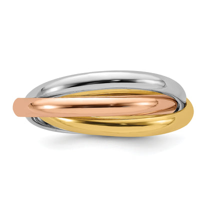 14k Tri-color Polished Rolling Ring Size 5