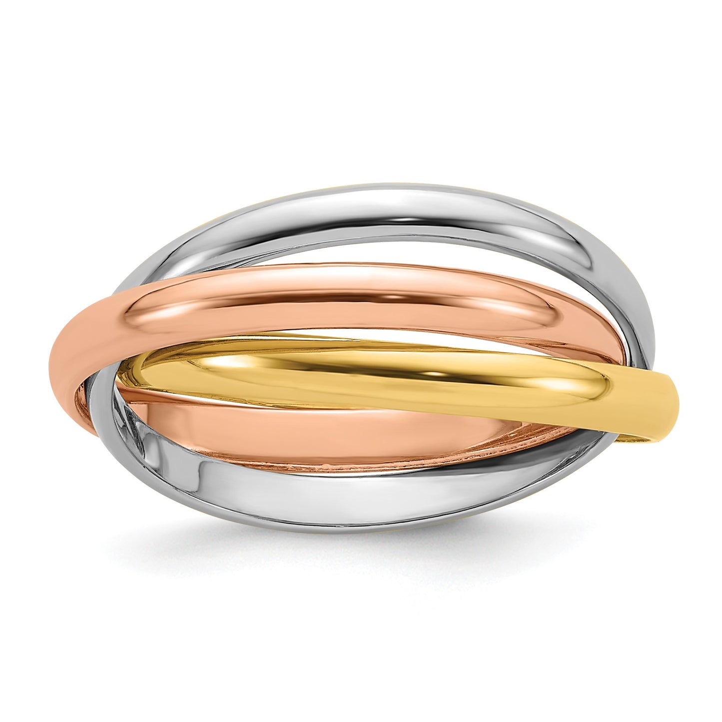 14k Tri-color Polished Rolling Ring Size 9