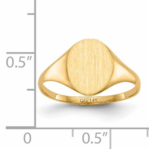 14k 8.5x10.0mm Oval Closed Back Signet Ring