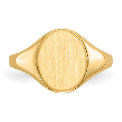 14k 9.5x11.0mm Oval Closed Back Signet Ring