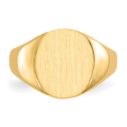 14k 10.0x11.5mm Oval Closed Back Signet Ring