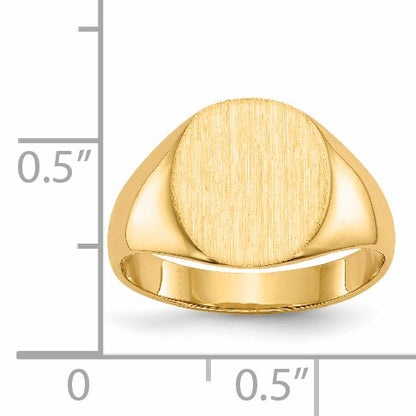 14k 10.0x11.5mm Oval Closed Back Signet Ring