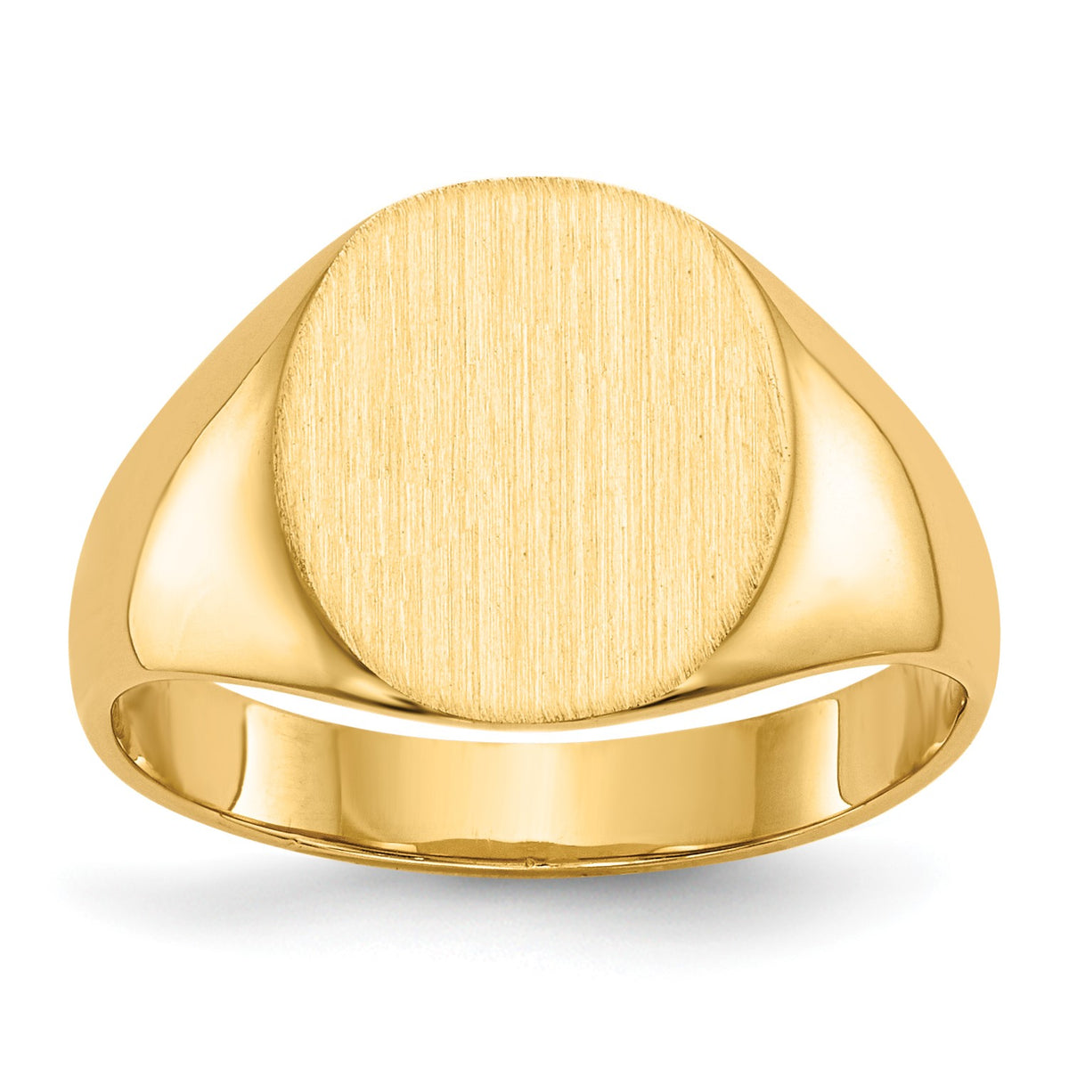 14k 10.0x11.5mm Oval Closed Back Signet Ring