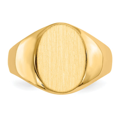 14k 11.5x13.0mm Oval Closed Back Mens Signet Ring