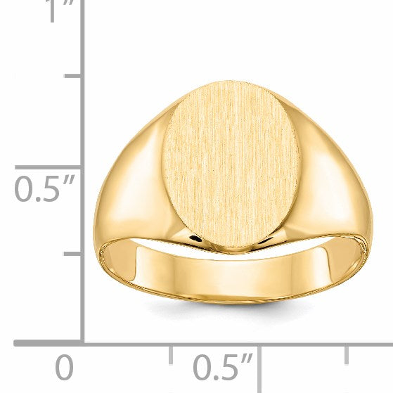 14k 11.5x13.0mm Oval Closed Back Mens Signet Ring