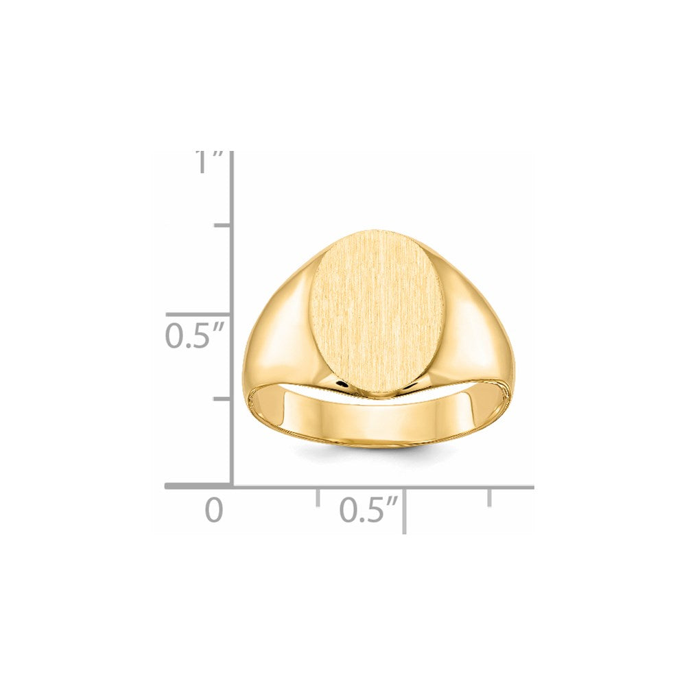 14k 13.0x11.5mm Closed Back Mens Signet Ring