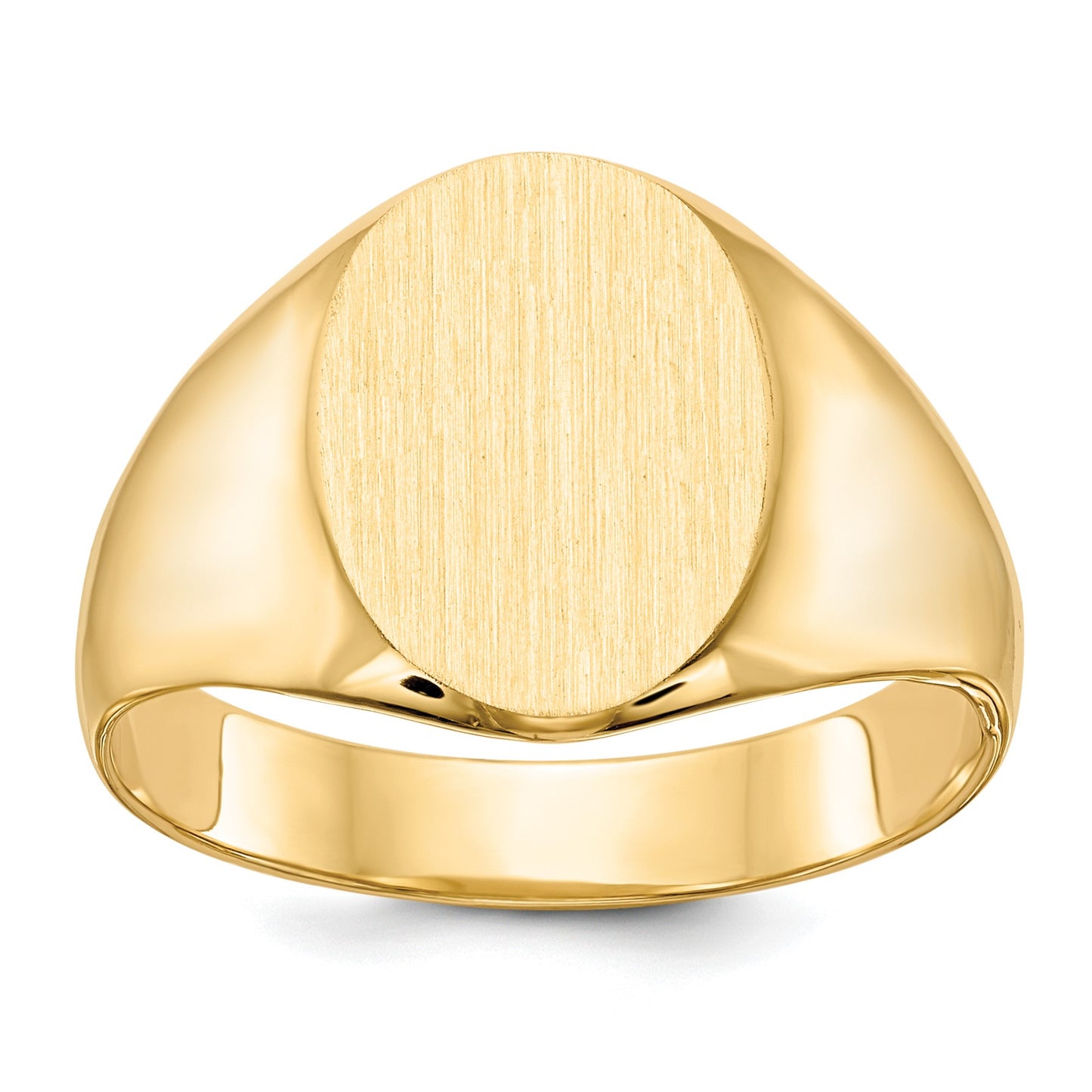 14k 11.5x13.0mm Oval Closed Back Mens Signet Ring