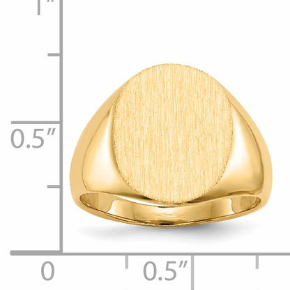 14k 13.0x16.0mm Oval Closed Back Signet Ring