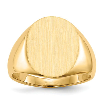 14k 13.0x16.0mm Oval Closed Back Signet Ring