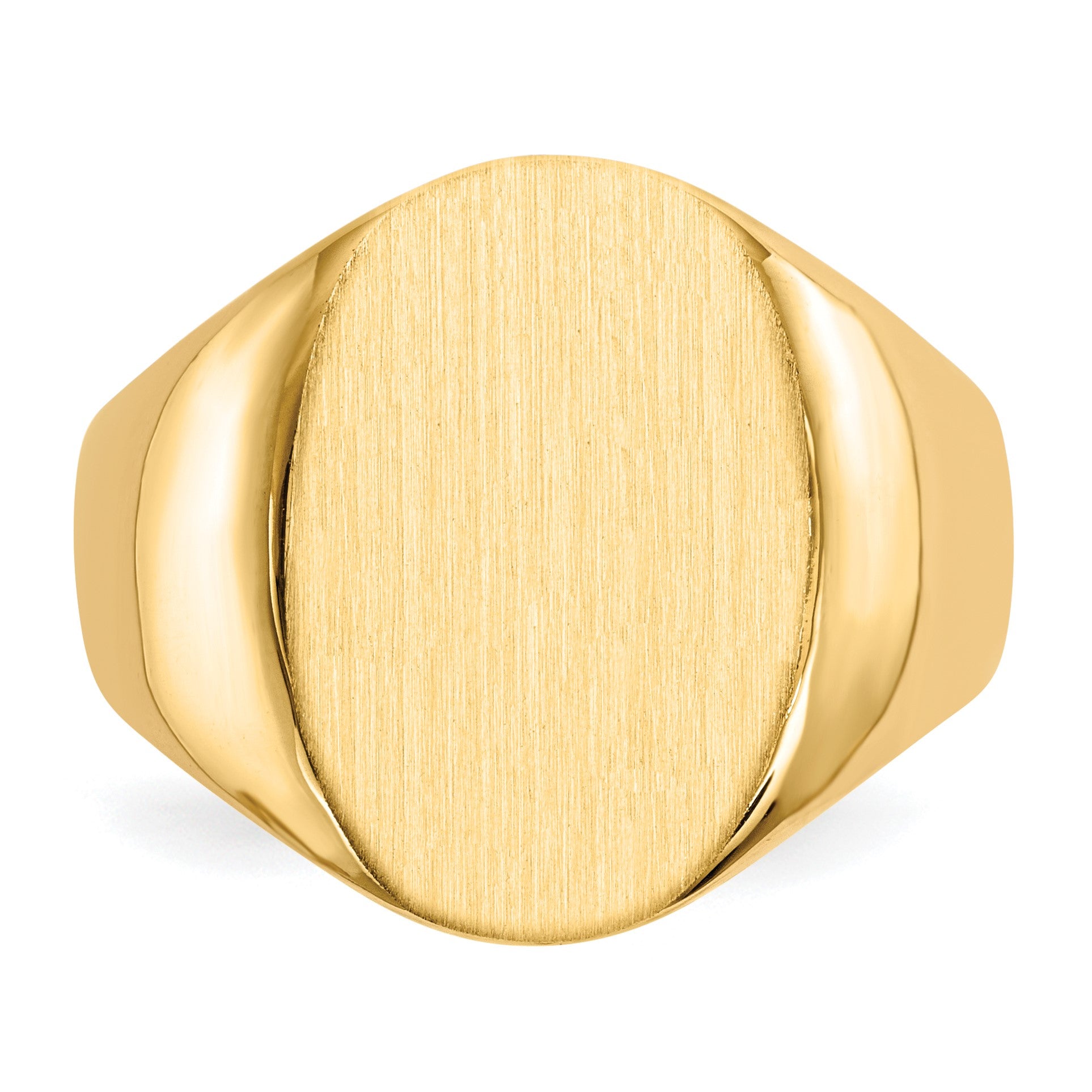 14k 14.0x18.0mm Oval Closed Back Mens Signet Ring