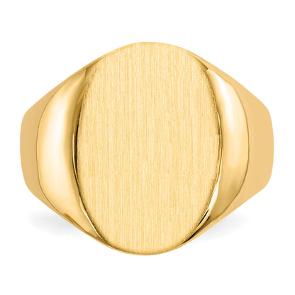 14k 14.0x18.0mm Oval Closed Back Mens Signet Ring