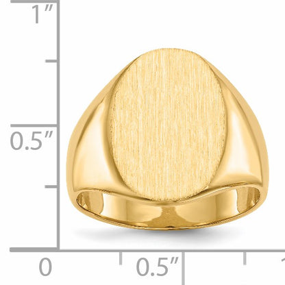 14k 14.0x18.0mm Oval Closed Back Mens Signet Ring