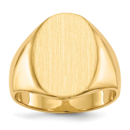 14k 14.0x18.0mm Oval Closed Back Mens Signet Ring