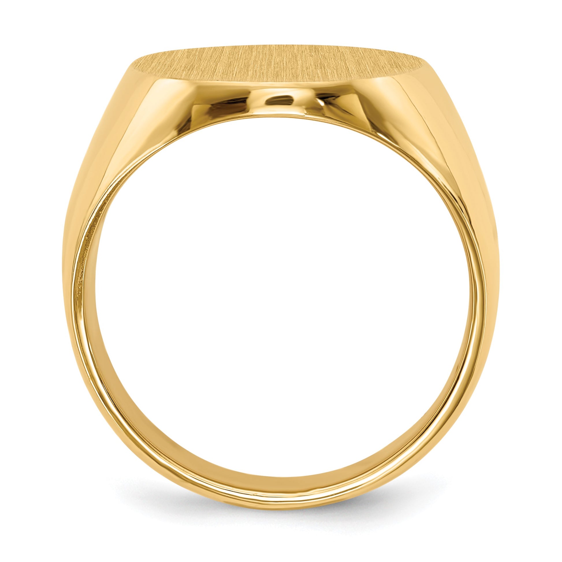 14k 15.5x19.0mm Oval Closed Back Mens Signet Ring