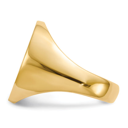14k 15.5x19.0mm Oval Closed Back Mens Signet Ring