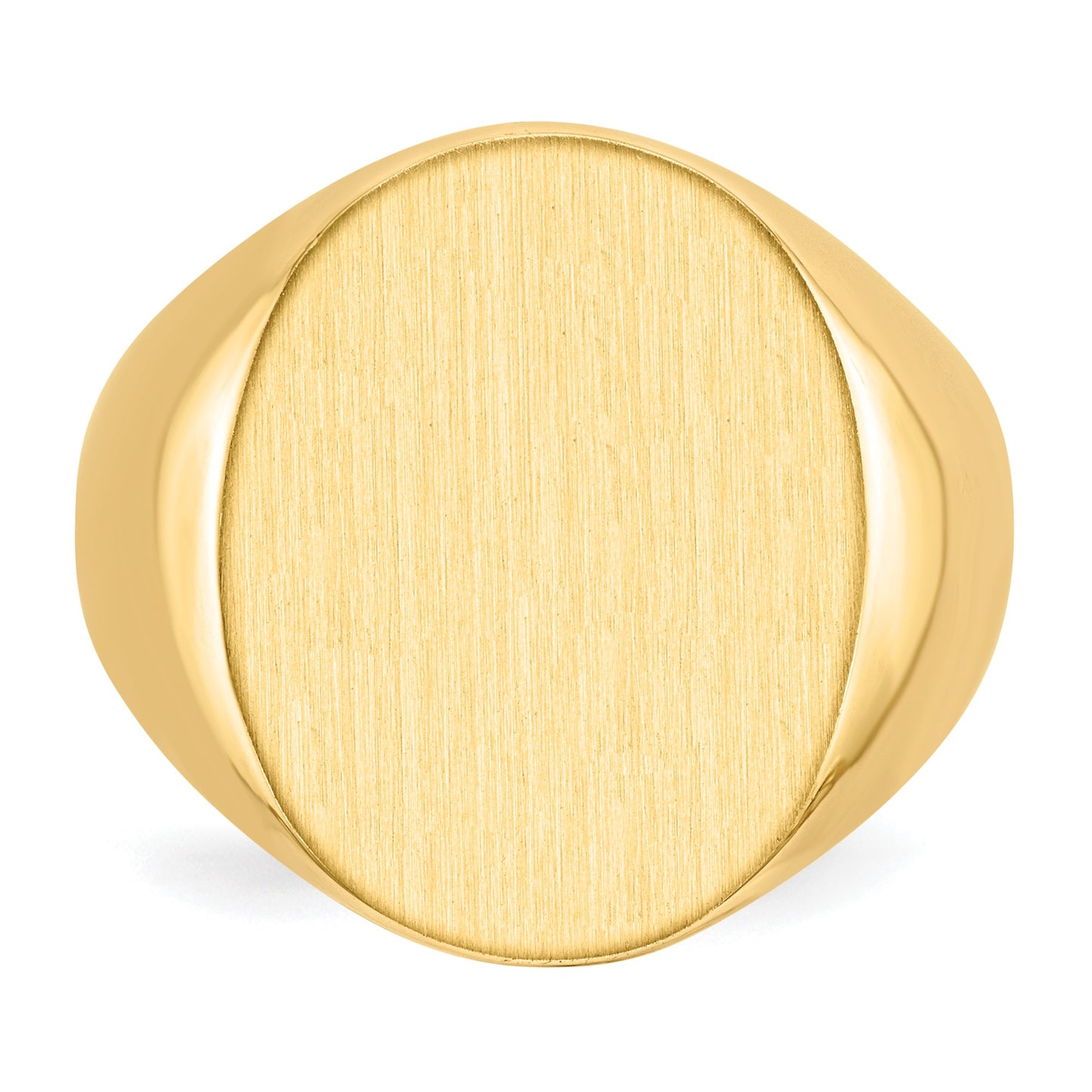 14k 15.5x19.0mm Oval Closed Back Mens Signet Ring