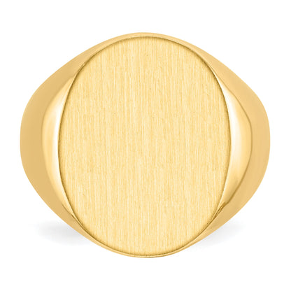 14k 15.5x19.0mm Oval Closed Back Mens Signet Ring