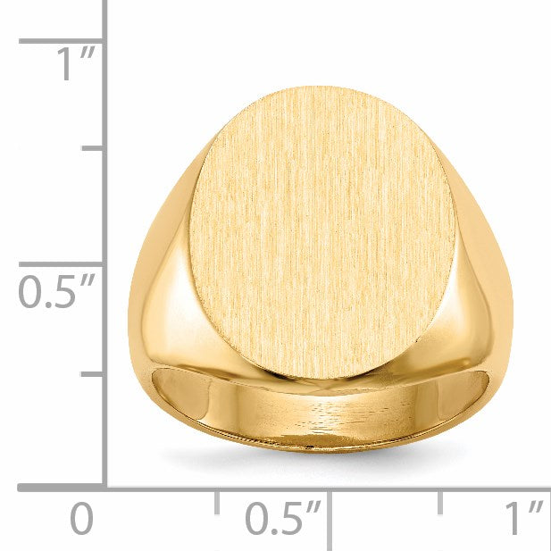 14k 15.5x19.0mm Oval Closed Back Mens Signet Ring