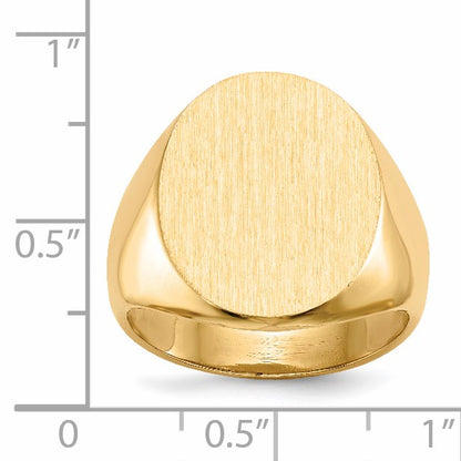 14k 15.5x19.0mm Oval Closed Back Mens Signet Ring