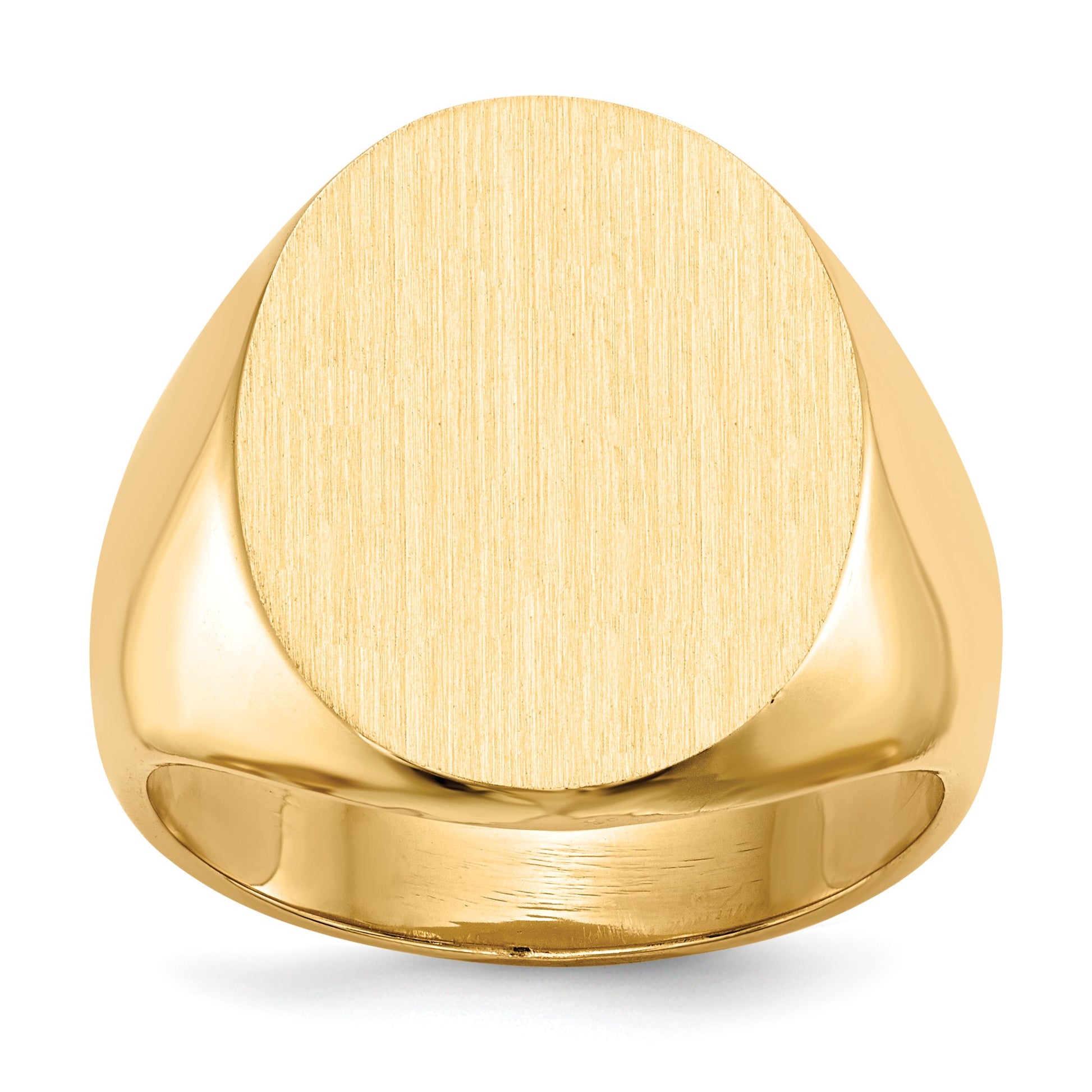 14k 15.5x19.0mm Oval Closed Back Mens Signet Ring