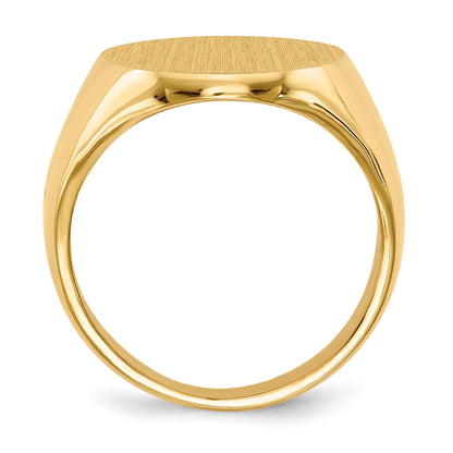 14k 16.0x20.5mm Oval Closed Back Mens Signet Ring