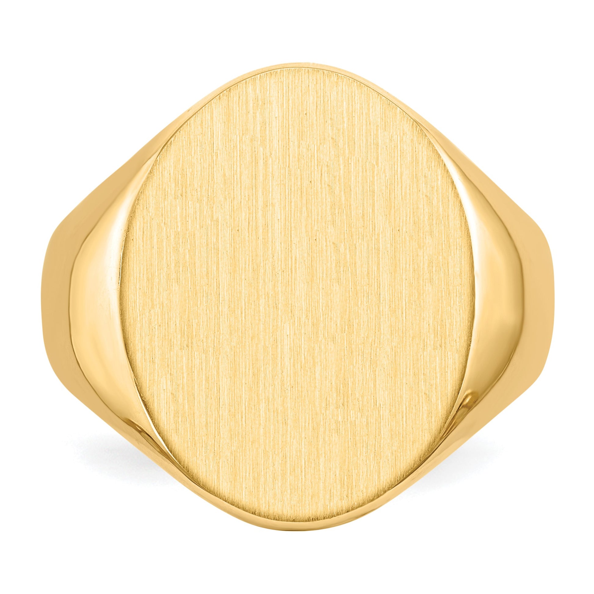 14k 16.0x20.5mm Oval Closed Back Mens Signet Ring