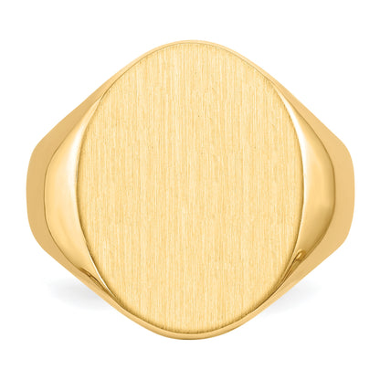 14k 16.0x20.5mm Oval Closed Back Mens Signet Ring