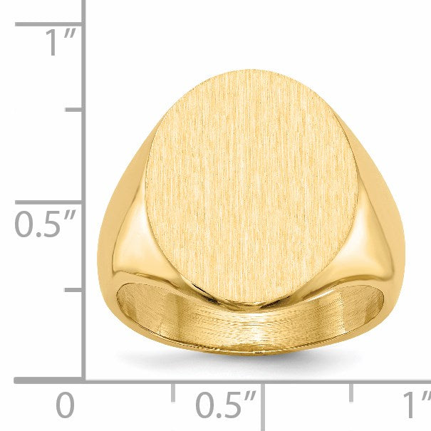 14k 16.0x20.5mm Oval Closed Back Mens Signet Ring
