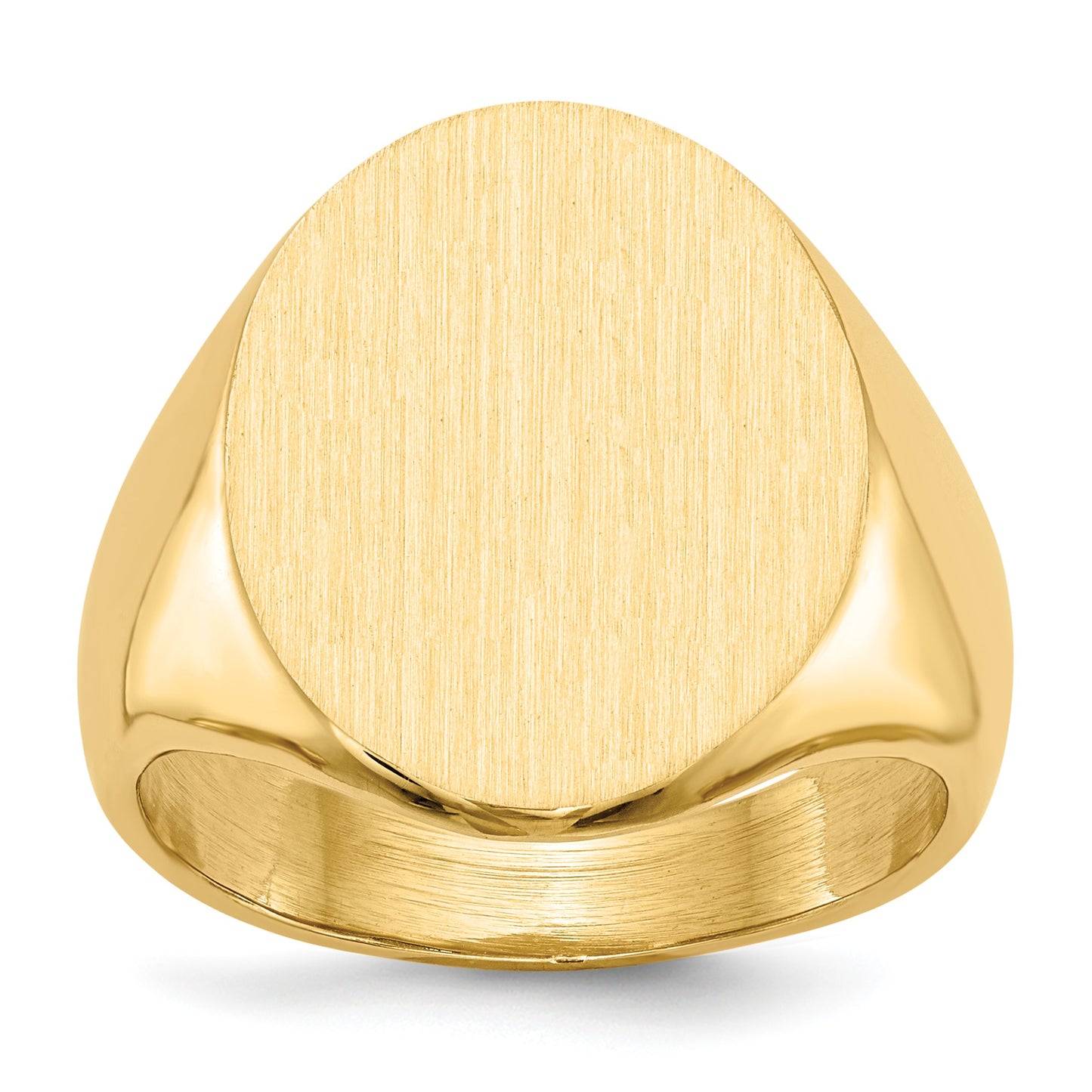 14k 16.0x20.5mm Oval Closed Back Mens Signet Ring