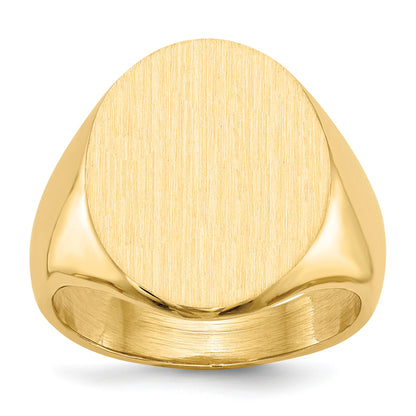 14k 16.0x20.5mm Oval Closed Back Mens Signet Ring