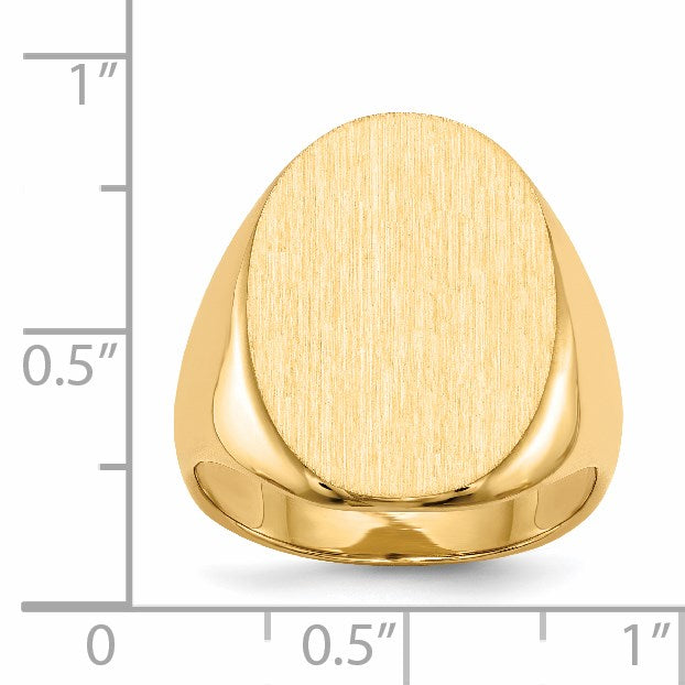 14k 16.0 x21.5mm Oval Closed Back Mens Signet Ring