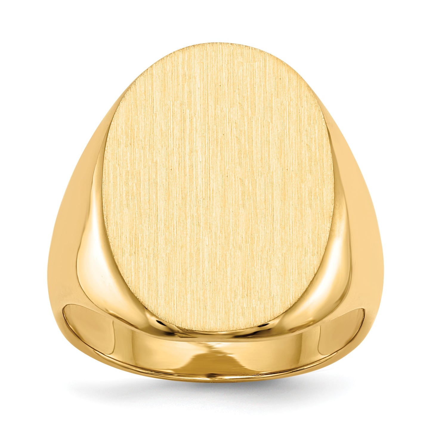 14k 16.0 x21.5mm Oval Closed Back Mens Signet Ring