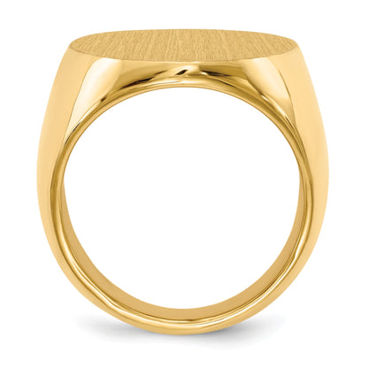 14k 19.0x26.5mm Oval Closed Back Mens Signet Ring