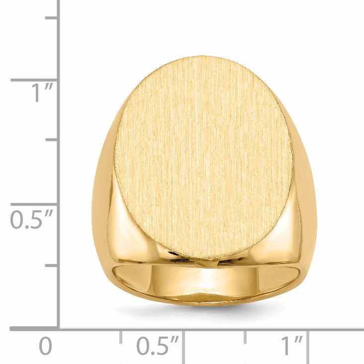 14k 19.0x26.5mm Oval Closed Back Mens Signet Ring