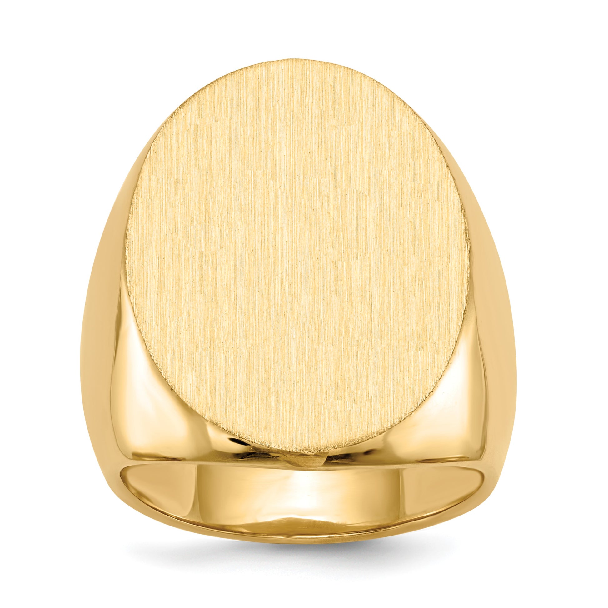 14k 19.0x26.5mm Oval Closed Back Mens Signet Ring